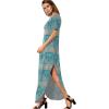 imageGRECERELLE Womens Casual Loose Pocket Long Dress Short Sleeve Split Maxi DressesGreen Khaki