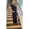 imageGRECERELLE Womens Casual Loose Pocket Long Dress Short Sleeve Split Maxi DressesNavy Blue