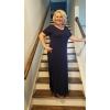 imageGRECERELLE Womens Casual Loose Pocket Long Dress Short Sleeve Split Maxi DressesNavy Blue