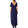 imageGRECERELLE Womens Casual Loose Pocket Long Dress Short Sleeve Split Maxi DressesNavy Blue
