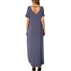 imageGRECERELLE Womens Casual Loose Pocket Long Dress Short Sleeve Split Maxi DressesPurple Gray
