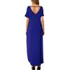 imageGRECERELLE Womens Casual Loose Pocket Long Dress Short Sleeve Split Maxi DressesRoyal Blue