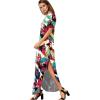 imageGRECERELLE Womens Casual Loose Pocket Long Dress Short Sleeve Split Maxi DressesWhite Ink Red