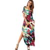 imageGRECERELLE Womens Casual Loose Pocket Long Dress Short Sleeve Split Maxi DressesWhite Ink Red