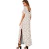 imageGRECERELLE Womens Casual Loose Pocket Long Dress Short Sleeve Split Maxi DressesWhite Pink Rose