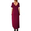 imageGRECERELLE Womens Casual Loose Pocket Long Dress Short Sleeve Split Maxi DressesWine Red