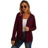 imageGRECERELLE Womens Lightweight Cardigan Sweater Casual Long Sleeve Knit Cardigan Open Front Outwear Jacket with Pockets07 Wine Red