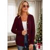 imageGRECERELLE Womens Lightweight Cardigan Sweater Casual Long Sleeve Knit Cardigan Open Front Outwear Jacket with Pockets07 Wine Red