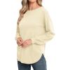 imageGRECERELLE Womens Long Sleeve Lightweight Crewneck Sweater Tops Casual Soft Knit Pullover JumperBeige