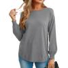 imageGRECERELLE Womens Long Sleeve Lightweight Crewneck Sweater Tops Casual Soft Knit Pullover JumperDark Gray