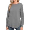 imageGRECERELLE Womens Long Sleeve Lightweight Crewneck Sweater Tops Casual Soft Knit Pullover JumperDark Gray