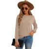 imageGRECERELLE Womens Long Sleeve Lightweight Crewneck Sweater Tops Casual Soft Knit Pullover JumperKhaki