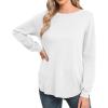 imageGRECERELLE Womens Long Sleeve Lightweight Crewneck Sweater Tops Casual Soft Knit Pullover JumperWhite