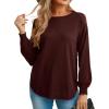 imageGRECERELLE Womens Long Sleeve Lightweight Crewneck Sweater Tops Casual Soft Knit Pullover JumperWine Red