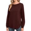 imageGRECERELLE Womens Long Sleeve Lightweight Crewneck Sweater Tops Casual Soft Knit Pullover JumperWine Red