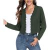 imageGRECERELLE Womens Long Sleeve Lightweight Open Front Cropped Cardigan Knit Sweaters Bolero Shrugs S2XLArmy Green