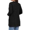 imageGRECERELLE Womens Long Sleeve Open Front Cardigan Casual VNeck Curved Hem Ribbed Knit Sweater Outerwear with Pockets01 Black
