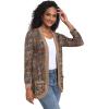 imageGRECERELLE Womens Long Sleeve Open Front Cardigan Casual VNeck Curved Hem Ribbed Knit Sweater Outerwear with PocketsCashew Brown