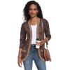 imageGRECERELLE Womens Long Sleeve Open Front Cardigan Casual VNeck Curved Hem Ribbed Knit Sweater Outerwear with PocketsCashew Navy