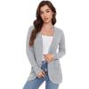imageGRECERELLE Womens Long Sleeve Open Front Cardigan Casual VNeck Curved Hem Ribbed Knit Sweater Outerwear with PocketsGray