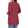 imageGRECERELLE Womens Long Sleeve Open Front Cardigan Casual VNeck Curved Hem Ribbed Knit Sweater Outerwear with PocketsRed
