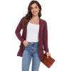 imageGRECERELLE Womens Long Sleeve Open Front Cardigan Casual VNeck Curved Hem Ribbed Knit Sweater Outerwear with PocketsWine Red