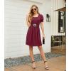 imageGRECERELLE Womens Summer Dresses Square Neck Ruffle Puff Sleeve ALine Casual Mini DressWine Red