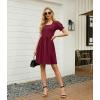 imageGRECERELLE Womens Summer Dresses Square Neck Ruffle Puff Sleeve ALine Casual Mini DressWine Red