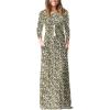 imageGRECERELLE Women Long Sleeve Casual Round Neck Loose Solid Floral Maxi Long Dress with Pockets S3XLBlack Yellow