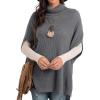 imageGRECERELLE Women Turtleneck Oversized Knit Batwing Sleeveless Loose High Low Hem Side Slit Pullover Sweater03 Dark Gray