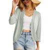 imageGRECERELLE Womens 34 Sleeve Summer Cardigan Lightweight Casual OpenFront Cropped Shrug Sweaters for WomenBean Green