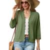 imageGRECERELLE Womens 34 Sleeve Summer Lightweight Knit Cropped Shrugs Cardigan SweaterArmy Green