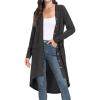 imageGRECERELLE Womens Cardigans Lightweight 2025 Long Sleeve Button Down Duster Casual Long Cardigan Outerwear with PocketsRibbeddark Gray