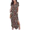 imageGRECERELLE Womens Casual Loose Pocket Long Dress Short Sleeve Split Maxi DressesBlack Daffodil