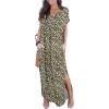 imageGRECERELLE Womens Casual Loose Pocket Long Dress Short Sleeve Split Maxi DressesBlack Yellow