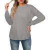 imageGRECERELLE Womens Long Sleeve Lightweight Crewneck Sweater Tops Casual Soft Knit Pullover JumperGray