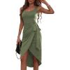 imageGRECERELLE Womens Sleeveless Midi Dress Casual Wrap Knee Length Dress Side Slit Tank Dress for Summer Club Night Out Dresses02 Green