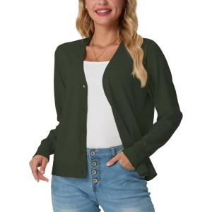 imageGRECERELLE 2025 Womens Lightweight Open Front Long Sleeve Casual Button Down VNeck Cardigan Sweater S2XLArmy Green