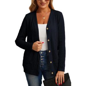 imageGRECERELLE Womens Lightweight Cardigan Sweater Casual Long Sleeve Knit Cardigan Open Front Outwear Jacket with Pockets04 Navy Blue