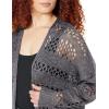 imageGRECERELLE 2025 Women Summer Crochet Boho Long Sleeve Lightweight Oversized Open Front Cardigan Sweaters Kimonos TopsDark Gray