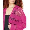 imageGRECERELLE 2025 Women Summer Crochet Boho Long Sleeve Lightweight Oversized Open Front Cardigan Sweaters Kimonos TopsHot Pink