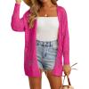 imageGRECERELLE 2025 Women Summer Crochet Boho Long Sleeve Lightweight Oversized Open Front Cardigan Sweaters Kimonos TopsHot Pink
