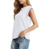 imageGRECERELLE Women 2025 Cap Sleeve Tops Summer Casual Tee Shirt Loose Crew Neck Basic Tank Trendy Work Vacation Outfits S2XL01 White