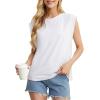 imageGRECERELLE Women 2025 Cap Sleeve Tops Summer Casual Tee Shirt Loose Crew Neck Basic Tank Trendy Work Vacation Outfits S2XL01 White