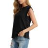 imageGRECERELLE Women 2025 Cap Sleeve Tops Summer Casual Tee Shirt Loose Crew Neck Basic Tank Trendy Work Vacation Outfits S2XL02 Black
