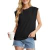 imageGRECERELLE Women 2025 Cap Sleeve Tops Summer Casual Tee Shirt Loose Crew Neck Basic Tank Trendy Work Vacation Outfits S2XL02 Black