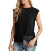 imageGRECERELLE Women 2025 Cap Sleeve Tops Summer Casual Tee Shirt Loose Crew Neck Basic Tank Trendy Work Vacation Outfits S2XL02 Black