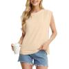 imageGRECERELLE Women 2025 Cap Sleeve Tops Summer Casual Tee Shirt Loose Crew Neck Basic Tank Trendy Work Vacation Outfits S2XLBeige