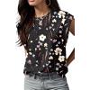 imageGRECERELLE Women 2025 Cap Sleeve Tops Summer Casual Tee Shirt Loose Crew Neck Basic Tank Trendy Work Vacation Outfits S2XLBlack Ink Lotus