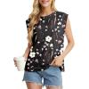 imageGRECERELLE Women 2025 Cap Sleeve Tops Summer Casual Tee Shirt Loose Crew Neck Basic Tank Trendy Work Vacation Outfits S2XLBlack Ink Lotus